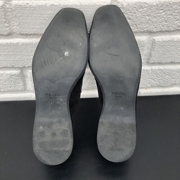 PRADA Milano LOGO Men’s Black Suede Penny Loafer shoes Size 10 - Picture 6 of 16